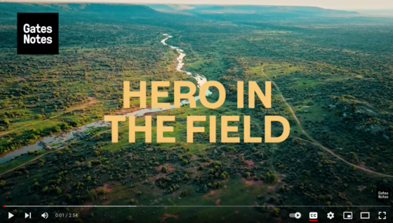 Youtube video still of an aerial view of a river running through a green area with text-  Hero in the Field