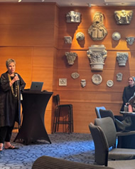 Carter Center Mental Health Program Director Eve Byrd speaks during World Mental Health Day from the Emory University Carlos Museum Oct. 10, 2024.